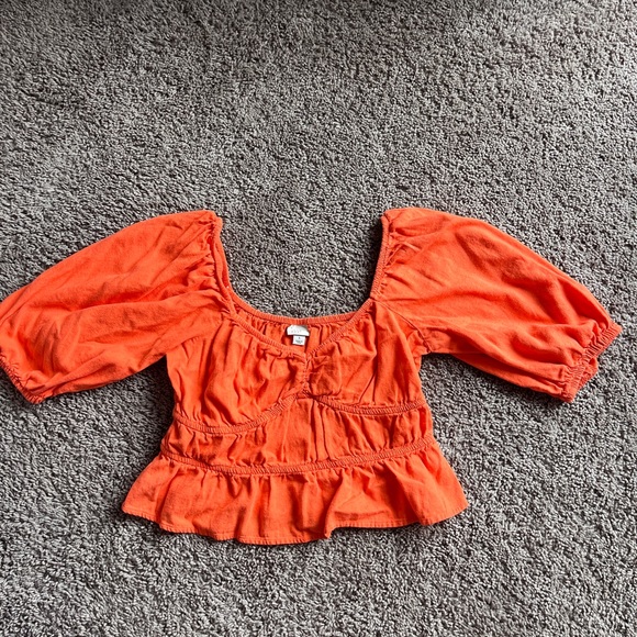 A New Day Orange Puff Sleeve top - Picture 1 of 3